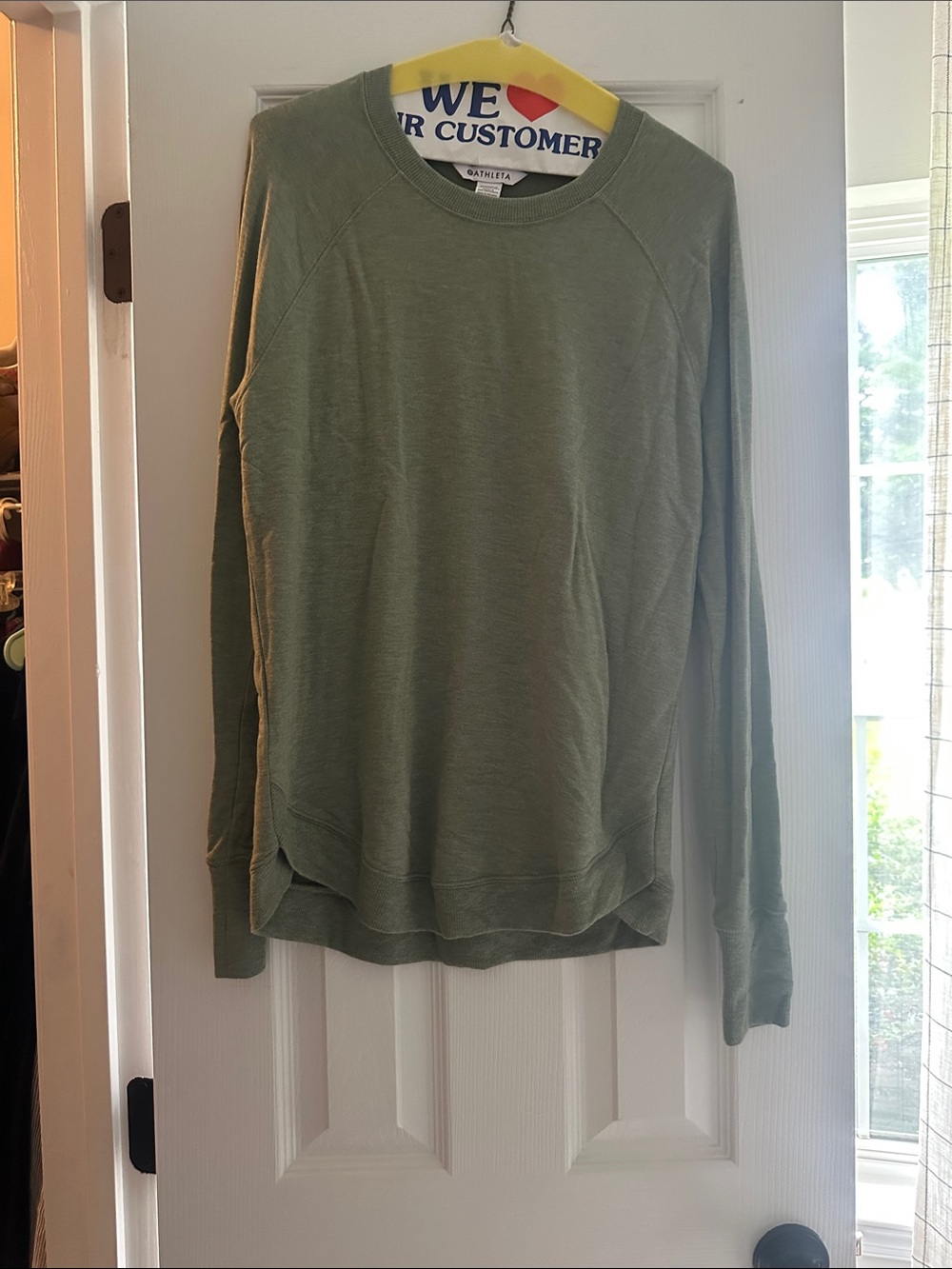 Athleta Olive Raglan Crewneck Pullover